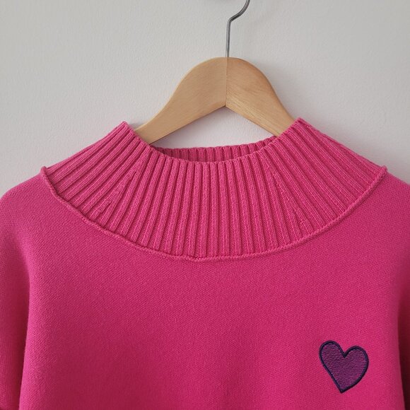 Maeve (Anthropologie) Pink w/ Purple Heart Sweater-XL - Picture 2 of 6